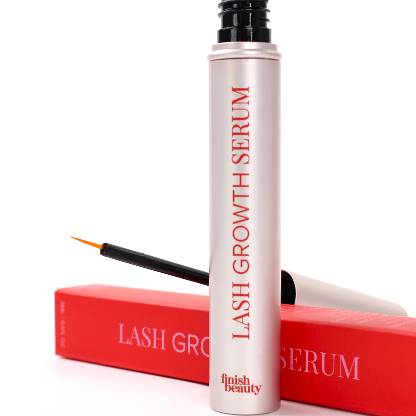 Lash growth serum with applicator and packaging